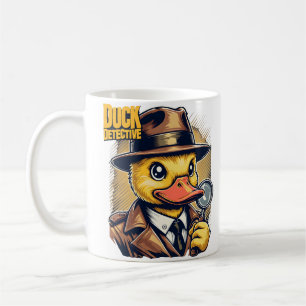 Caneca De Café Detetive de Pato Retroativo em Linhas Amarelas Des