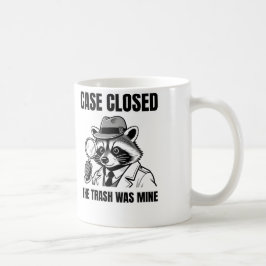 Caneca De Café Detetive Guaxinim "Caso Encerrado" Humor Gráfico
