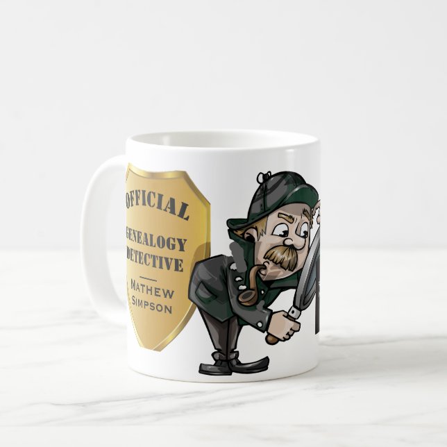 Caneca De Café Detetive personalizado da árvore genealógica (Frente Esquerda)
