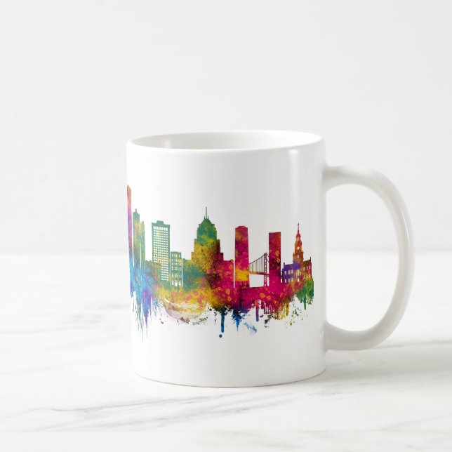 Caneca De Café Detroit Michigan Skyline (Direita)