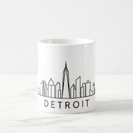 Caneca De Café Detroit Skyline - Design Cityscape