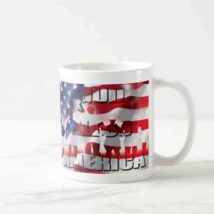 Caneca De Café Deus Abençoe a América Soldados e a Bandeira Patri