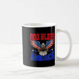 Caneca De Café Deus abençoe a bandeira da águia americana 4 de ju