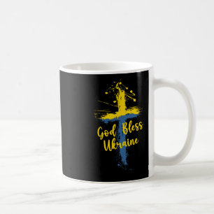 Caneca De Café Deus Abençoe a Cruz de Apoio Cristão da Ucrânia Re