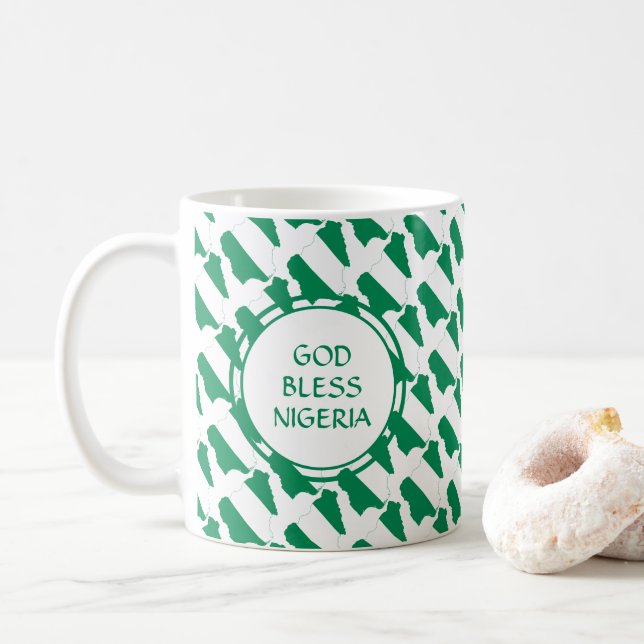 Caneca De Café Deus abençoe de Monograma Personalizado Patriótico (Com Donut)