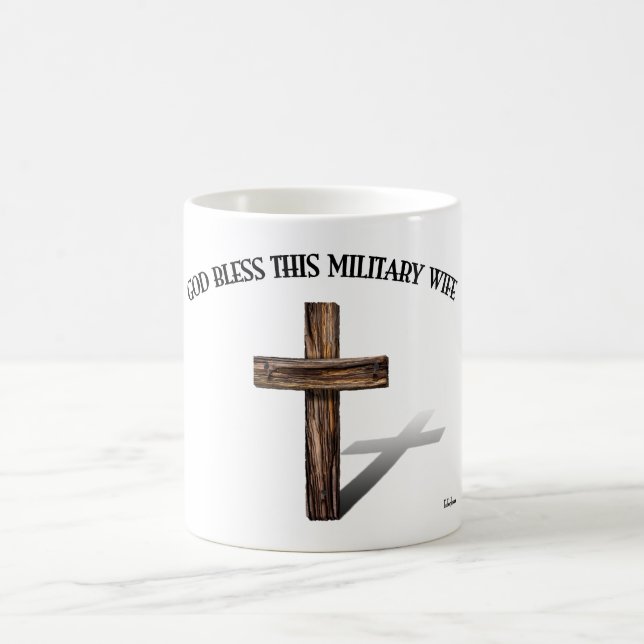 Caneca De Café DEUS ABENÇOE ESTA MULHER MILITAR com cruz (Centro)
