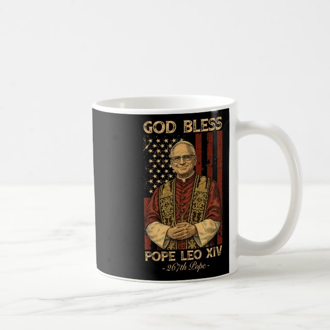 Caneca De Café Deus abençoe Leo Xiv Robert Francis Prevost Amer (Direita)