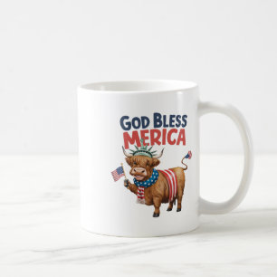 Caneca De Café Deus abençoe Merica, 4 De Julho Vaca Americana