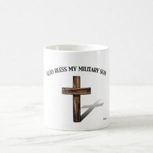 Caneca De Café DEUS ABENÇOE MEU FILHO MILITAR com cruz robusta