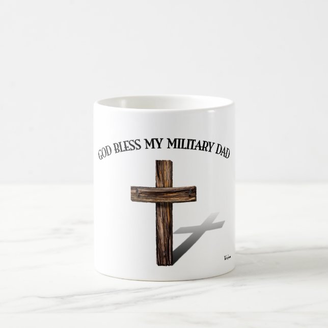 Caneca De Café DEUS ABENÇOE MEU PAI MILITAR com cruz (Centro)