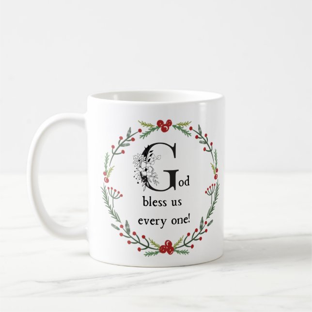 Caneca De Café Deus abençoe-Nos Todos Os Escrooge Fingem O Natal (Esquerda)