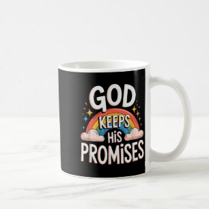 Caneca De Café Deus Cristão Cumpre Suas Promessas Nuvens Arco-íri