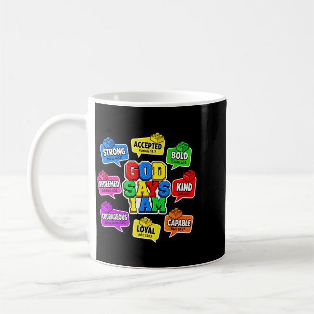 Caneca De Café Deus Cristão Diz Construtor Tijolos Blocos de Cons (Esquerda)