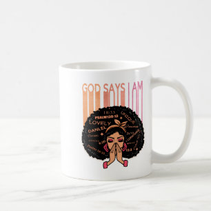 Caneca De Café Deus da Menina Negra Diz Eu Sou História da Melani