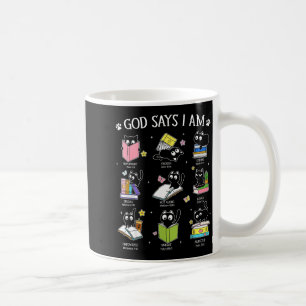 Caneca De Café Deus Diz Eu Sou Amante de Livros de Gato Cristão F