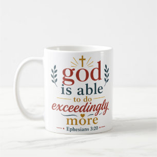 Caneca De Café Deus É Capaz De Fazer Excedentemente Mais Versícul