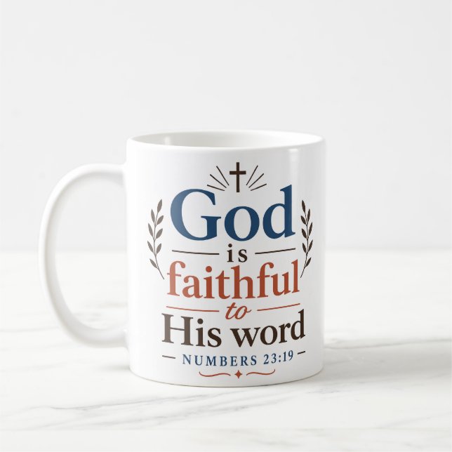 Caneca De Café Deus É Fiel à Sua Palavra Citação de Versículo Bíb (Esquerda)