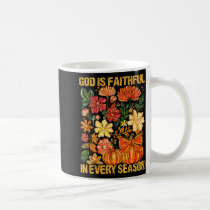 Caneca De Café Deus é Fiel em Todas as Estações Floral Outono Cri