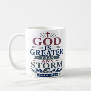 Caneca De Café Deus É Maior Que Qualquer Tempestade Elegante Base