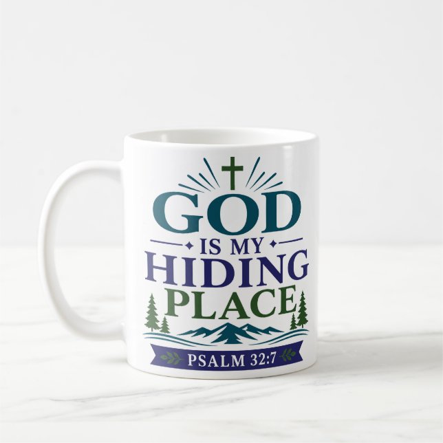 Caneca De Café Deus É Meu Esconderijo Encorajamento Espiritual (Esquerda)