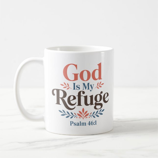 Caneca De Café Deus É Meu Refúgio Citação de Fé Cristã (Esquerda)