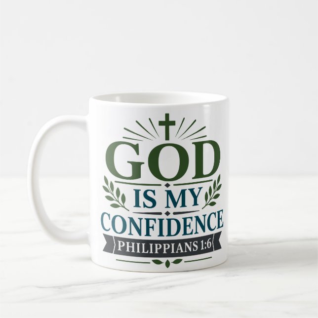 Caneca De Café Deus É Minha Confiança Citação de Encorajamento Bí (Esquerda)