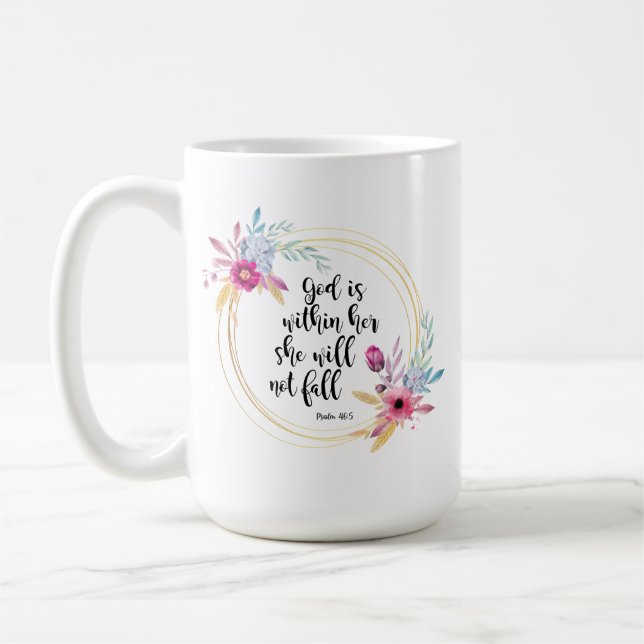 Caneca De Café Deus está dentro de seu salmo 46:5 (Esquerda)