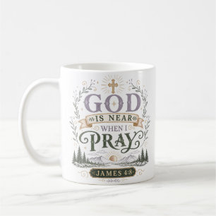Caneca De Café Deus Está Perto Quando Eu Rezo Citação de Fé Crist