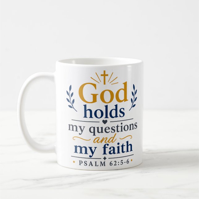 Caneca De Café Deus Guarda Minhas Perguntas E Minha Fé Escritura (Esquerda)