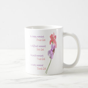 Caneca De Café Deus inspirado floral da busca da ervilha doce