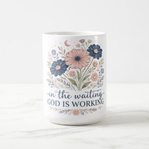 Caneca De Café Deus Inspirador Está Esperando