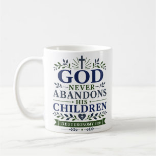 Caneca De Café Deus Nunca Abandona Seus Filhos Fé Cristã Clássica