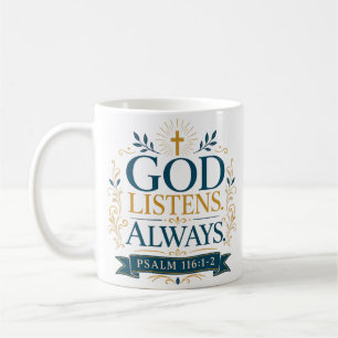 Caneca De Café Deus Ouça Sempre Citação Cristã Espiritual