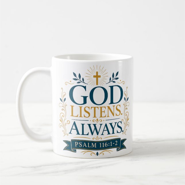 Caneca De Café Deus Ouça Sempre Citação Cristã Espiritual (Esquerda)