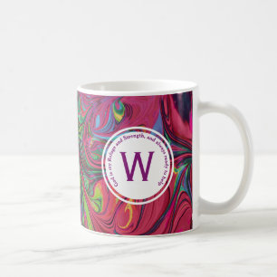 Caneca De Café DEUS REFUGE STRENGGE Abstrato Monograma PINK Perso