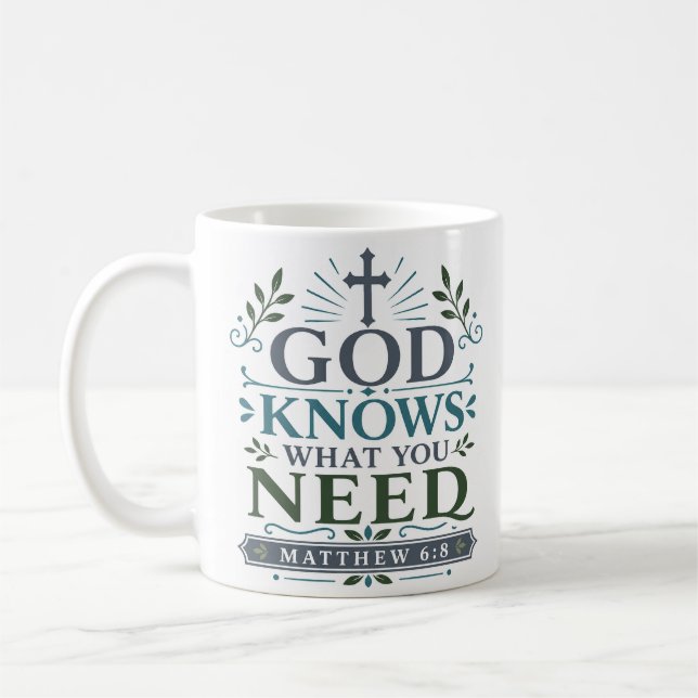Caneca De Café Deus Sabe o Que Você Precisa Citação Bíblica Devoc (Esquerda)