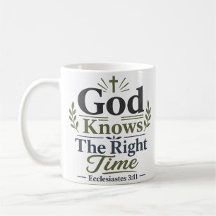 Caneca De Café Deus Sabe o Tempo Certo Versículo Bíblico Clássico
