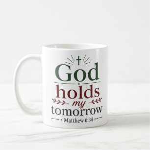 Caneca De Café Deus Segura Meu Amanhã Encorajamento Cristão