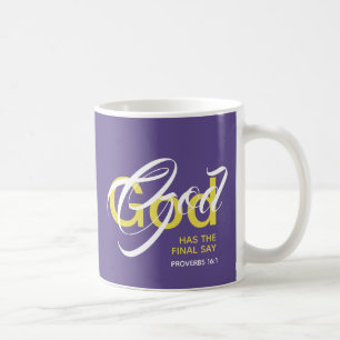 Caneca De Café DEUS TEM A ÚLTIMA Escritura de Monograma Roxo