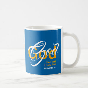 Caneca De Café DEUS TEM O ÚLTIMO DIZER Azul na Escritura do Mono
