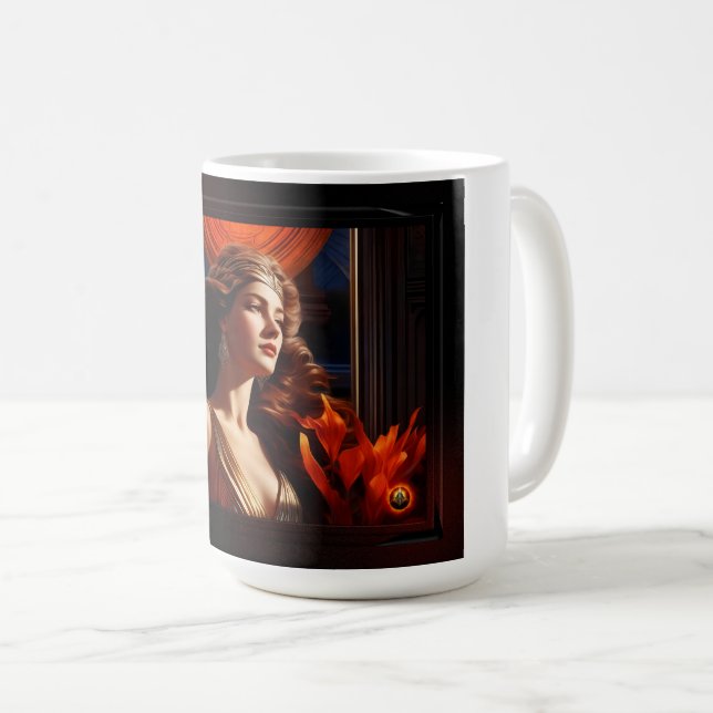 Caneca De Café Deusa Da Arte Do Sol Deco Glamor Romântico (Frente Esquerda)