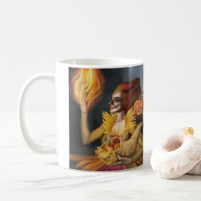 Caneca De Café Deusa do outono (Com Donut)