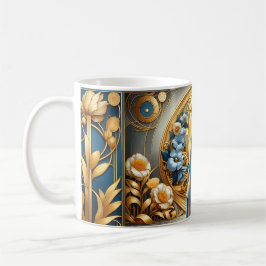 Caneca De Café Deusa Dourada em Flor de Art Nouveau