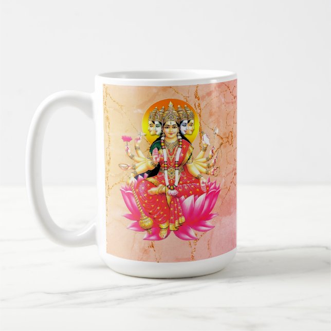 Caneca De Café Deusa Gayatri Devi no Lotus Hindu Deity (Esquerda)