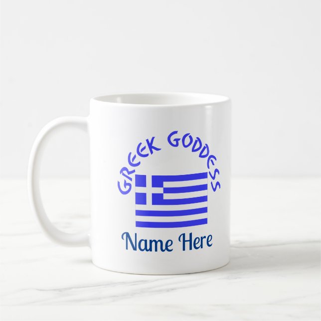 Caneca De Café Deusa Grega e Bandeira da Grécia (Esquerda)