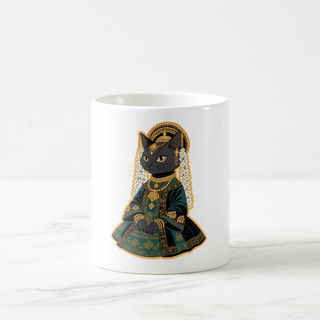 Caneca de Café Deusa Nupcial Gato Cinza (Centro)