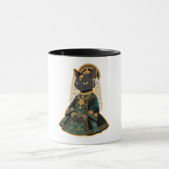 Caneca de Café Deusa Nupcial Gato Cinza (Centro)