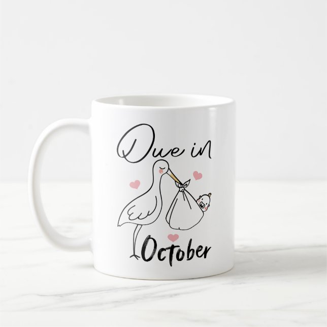 Caneca De Café Devido Em Outubro Cisne Fofo Carregando Um Bebê No (Esquerda)