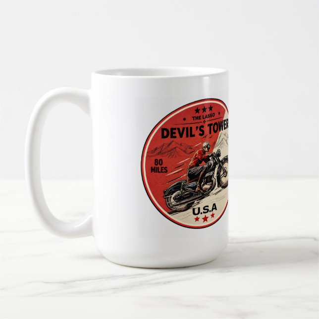 Caneca De Café Devil's Tower Road - a viagem de moto laço (Esquerda)