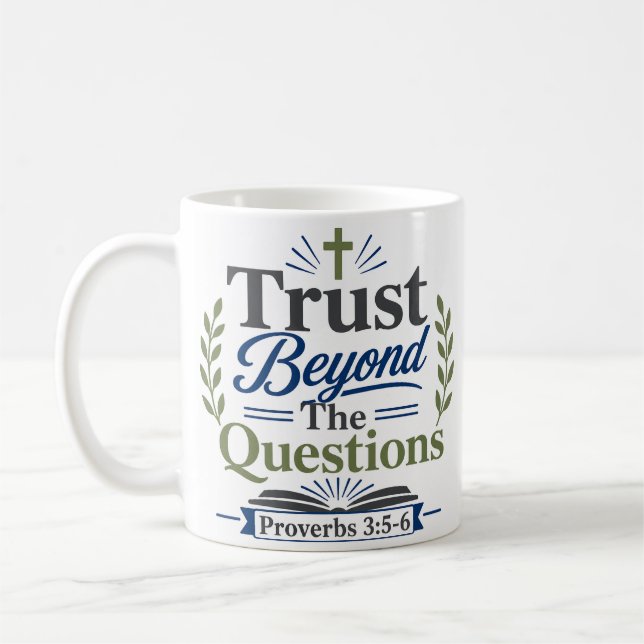 Caneca De Café Devocional de Versículo Bíblico Confie Além das Qu (Esquerda)
